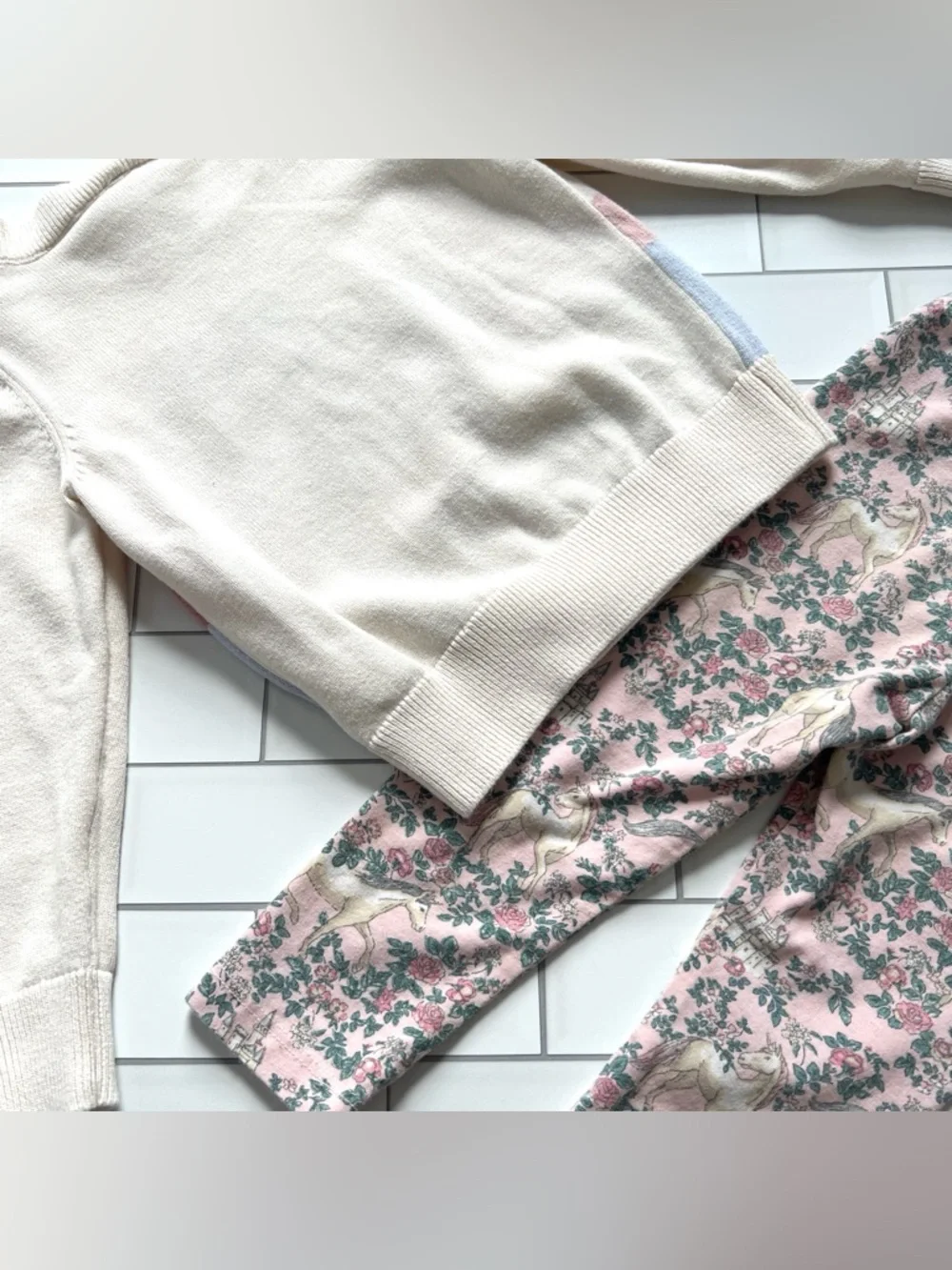18-24M🦢 Janie & Jack Swan Lake Puff Sleeve Sweater Castle Unicorn Floral Legging